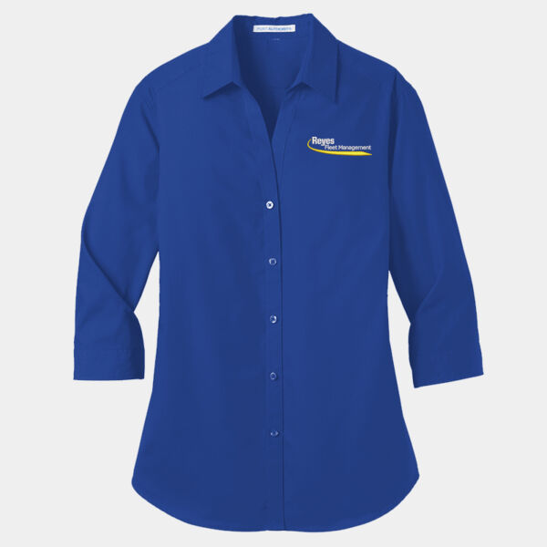 Ladies 3/4-Sleeve Carefree Poplin Shirt Thumbnail